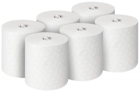 Ręcznik papierowy w roli SCOTT Essential, 1-warstwowy, 350 m, 1400 listków, 6 rolek, biały