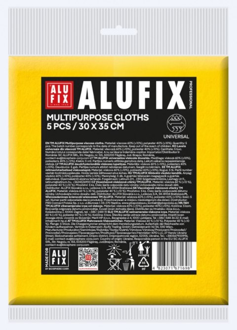 Ściereczki wielofunkcyjne ALUFIX Professional, 30x35cm, 5 szt., żółte