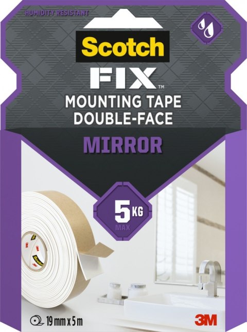 Taśma montażowa dwustronna SCOTCH-FIX Mirror (4496W-1950-P), 19mmx5m, biała