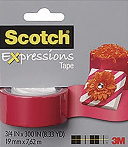Taśma samoprzylepna SCOTCH Expressions C214, 19mmx7,62m, czerwona