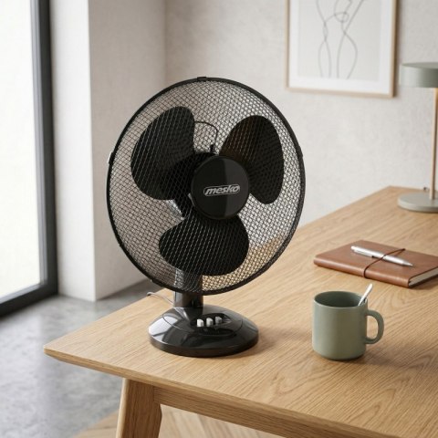 Wentylator MESKO, biurkowy, śr. 23cm, 45W, czarny