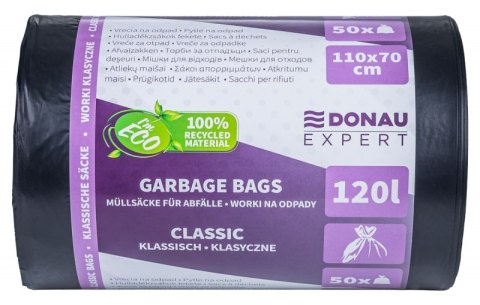 Worki na odpady DONAU EXPERT, klasyczne, LDPE, 120l, 50 szt., czarne
