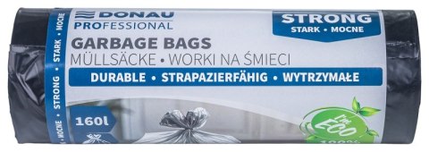 Worki na śmieci DONAU PROFESSIONAL, wytrzymałe, mocne, 160l, 10 szt., czarne