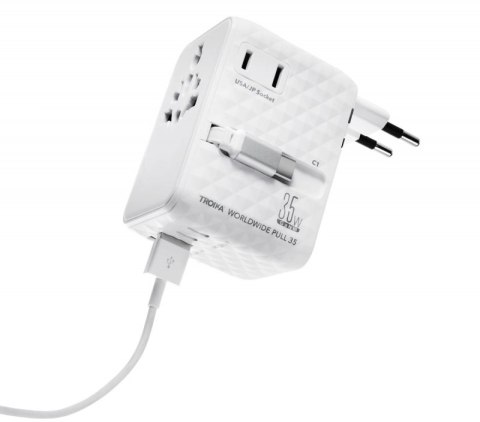 Adapter do ładowania TROIKA Worldwide Pull 35, biały