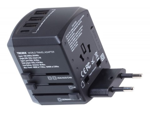 Adapter podróżny TROIKA World Travel, czarny
