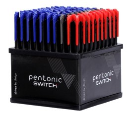 Display długopisów PENTONIC Switch, śr. kulki 0,7 mm, gr. linii 0,3 mm, 100 szt., mix kolorów