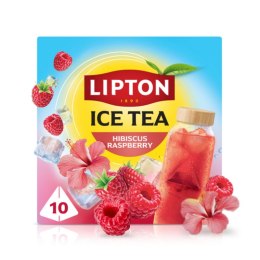 Herbata LIPTON, do parzenia na zimno, malina i hibiskus, 10 torebek