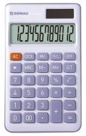 Kalkulator biurowy DONAU TECH, 12-cyfr. wyświetlacz, funkcja pierw., GT, wym. 137x84 mm, fioletowy