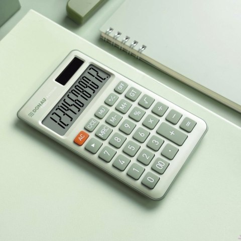 Kalkulator biurowy DONAU TECH, 12-cyfr. wyświetlacz, funkcja pierw., GT, wym. 137x84 mm, zielony