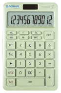 Kalkulator biurowy DONAU TECH, 12-cyfr. wyświetlacz, funkcja pierw., GT, wym. 166x104 mm, zielony