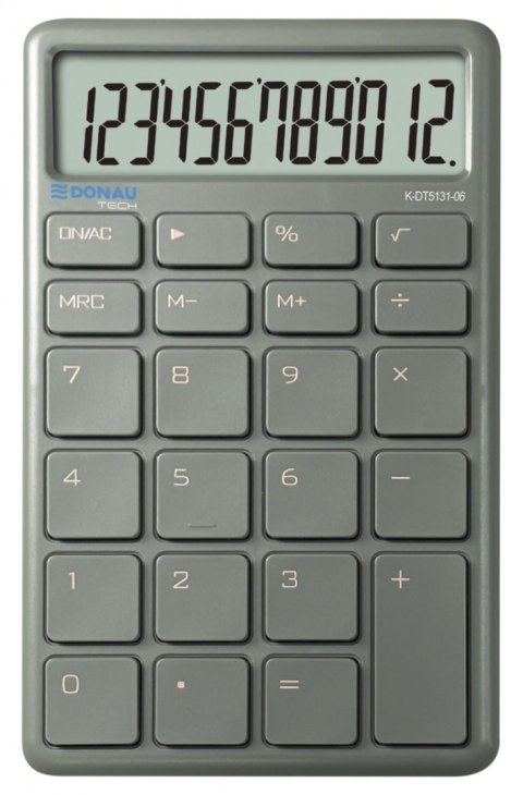 Kalkulator biurowy DONAU TECH, 12-cyfr. wyświetlacz, funkcja pierw., wym. 137x84 mm, zielony