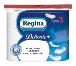 Papier toaletowy REGINA Delicate+, 4-warstwowy, 12,5m, 100 listków, 9 rolek, biały