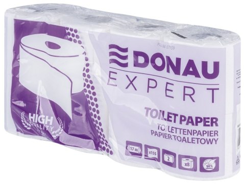 Papier toaletowy celulozowy DONAU EXPERT, 2-warstwowy, 155 listków, 8szt., biały