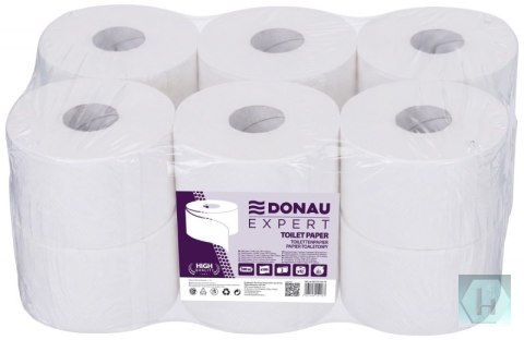 Papier toaletowy celulozowy DONAU EXPERT Jumbo, 2-warstwowy, 500 listków, 12szt., biały