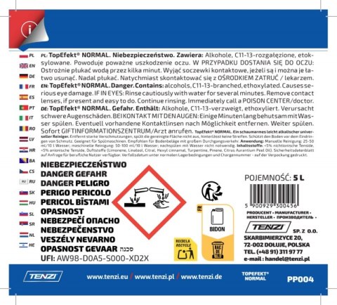 Preparat myjący do posadzek matowych TENZI, Topefekt Normal, 10l