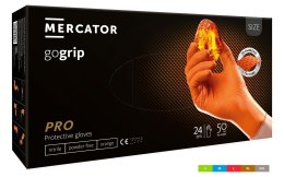 Rękawice nitrylowe bezpudrowe mocne/grube MERCATOR, GOGRIP pomarańczowe, (50 szt.), rozmiar M, RP30061003
