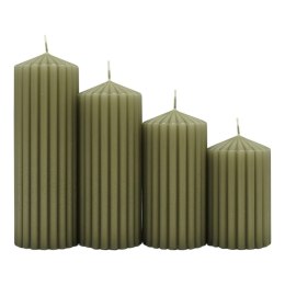 Świeca słupek ryflowana DONAU HOME, 60x80/100/120/140mm, 4 szt., khaki