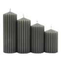 Świeca słupek ryflowana DONAU HOME, 60x80/100/120/140mm, 4 szt., szara