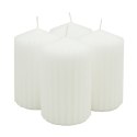 Świeca słupek ryflowana DONAU HOME Standard, 60x100mm, 4 szt., biała