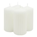 Świeca słupek ryflowana DONAU HOME Standard, 60x120mm, 4 szt., biała