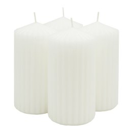 Świeca słupek ryflowana DONAU HOME Standard, 60x120mm, 4 szt., biała