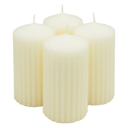 Świeca słupek ryflowana DONAU HOME Standard, 60x120mm, 4 szt., kremowa