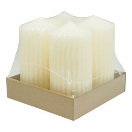 Świeca słupek ryflowana DONAU HOME Standard, 60x120mm, 4 szt., kremowa
