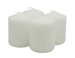 Świeca słupek ryflowana DONAU HOME Standard, 60x80mm, 4 szt., biała