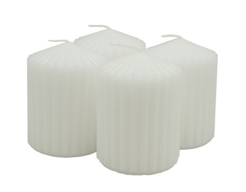Świeca słupek ryflowana DONAU HOME Standard, 60x80mm, 4 szt., biała