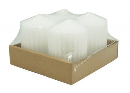 Świeca słupek ryflowana DONAU HOME Standard, 60x80mm, 4 szt., biała