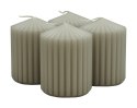 Świeca słupek ryflowana DONAU HOME Standard, 60x80mm, 4 szt., jasnoszara