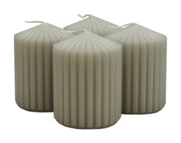 Świeca słupek ryflowana DONAU HOME Standard, 60x80mm, 4 szt., jasnoszara