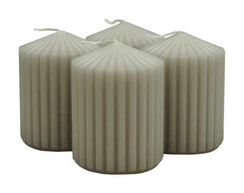 Świeca słupek ryflowana DONAU HOME Standard, 60x80mm, 4 szt., jasnoszara