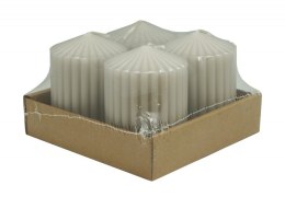 Świeca słupek ryflowana DONAU HOME Standard, 60x80mm, 4 szt., jasnoszara