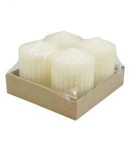 Świeca słupek ryflowana DONAU HOME Standard, 60x80mm, 4 szt., kremowa