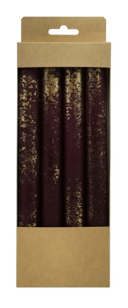 Świeca stołowa DONAU HOME Aura, 22x240mm, 4 szt., bordowa