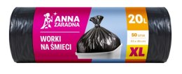 Worki na śmieci ANNA ZARADNA XL, wytrzymałe, 20l, 50 szt., czarne