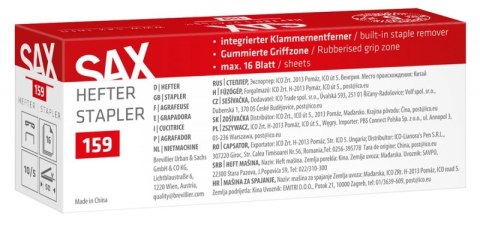Zszywacz SAX 159 EasyPro XS, zszywa do 16 kartek, 10/5, czarny