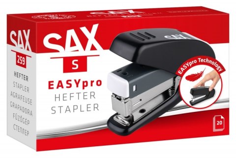 Zszywacz SAX 259 EasyPro S, zszywa do 20 kartek, 24/6, 26/6, czarny
