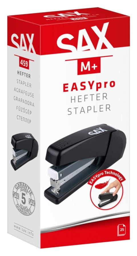 Zszywacz SAX 459 EasyPro M+, zszywa do 25 kartek, 24/6, 26/6, czarny