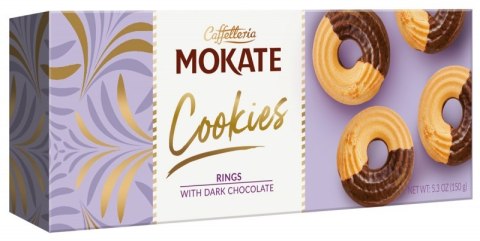 Ciastka MOKATE, ringi z ciemną czekoladą, 150g