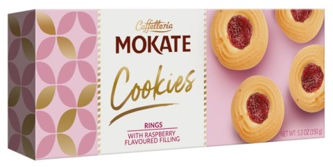 Ciastka MOKATE, ringi z nadzieniem malinowym, 150g