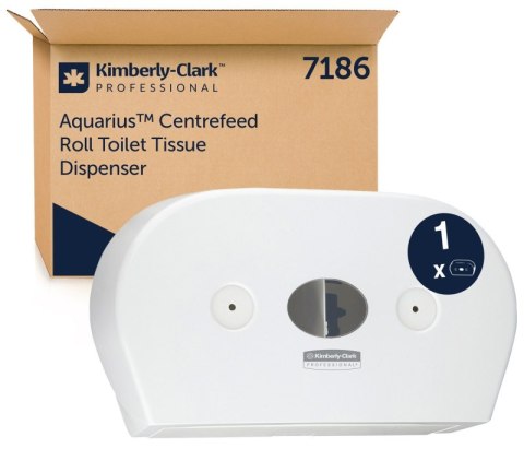 Dozownik podwójny do papieru toaletowego KIMBERLY-CLARK, 7186, centralne odwijanie, biały