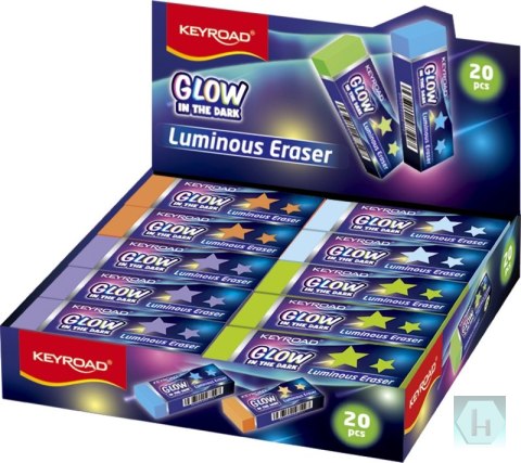 Gumka do ścierania KEYROAD Luminous, fluorescencyjna, pakowane na displayu, mix kolorów