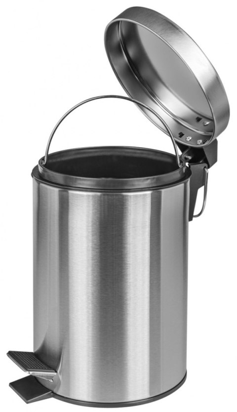 Kosz ze stopką DONAU HOME, wolnoopadający, 3l, srebrny mat