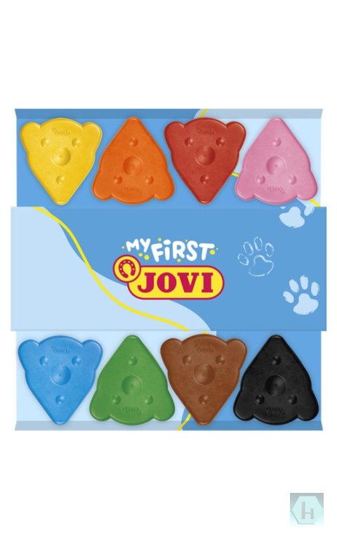 Kredki dla maluchów JOVI My First, świecowe, trójkątne, misie, 8 szt., mix kolorów