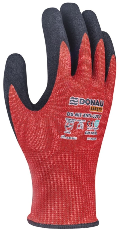 Rękawice antyprzecięciowe DONAU SAFETY DS-NIT Anti-Cut C, rozm. 10, czerwony
