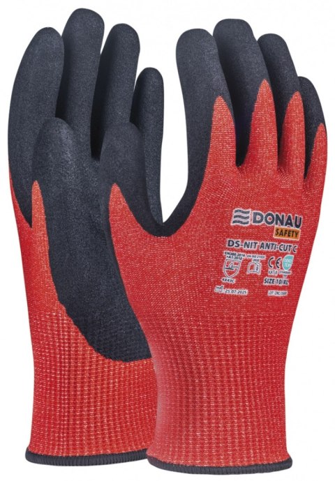 Rękawice antyprzecięciowe DONAU SAFETY DS-NIT Anti-Cut C, rozm. 11, czerwony