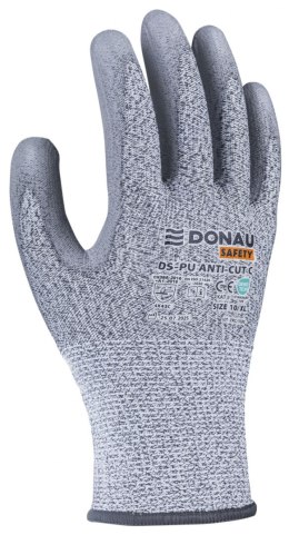 Rękawice antyprzecięciowe DONAU SAFETY DS-PU Anti-Cut C, rozm. 8, jasnoszary