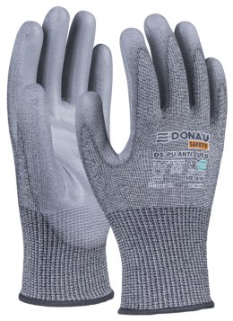Rękawice antyprzecięciowe DONAU SAFETY DS-PU Anti-Cut D, rozm. 8, ciemnoszary
